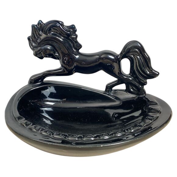 Royal Haeger Horse Cigar Ashtray Black Running Stallion Equestrian - Picture 2 of 11
